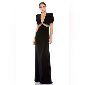 Mac Duggal Black Maxi Gown with Crystal Cutout